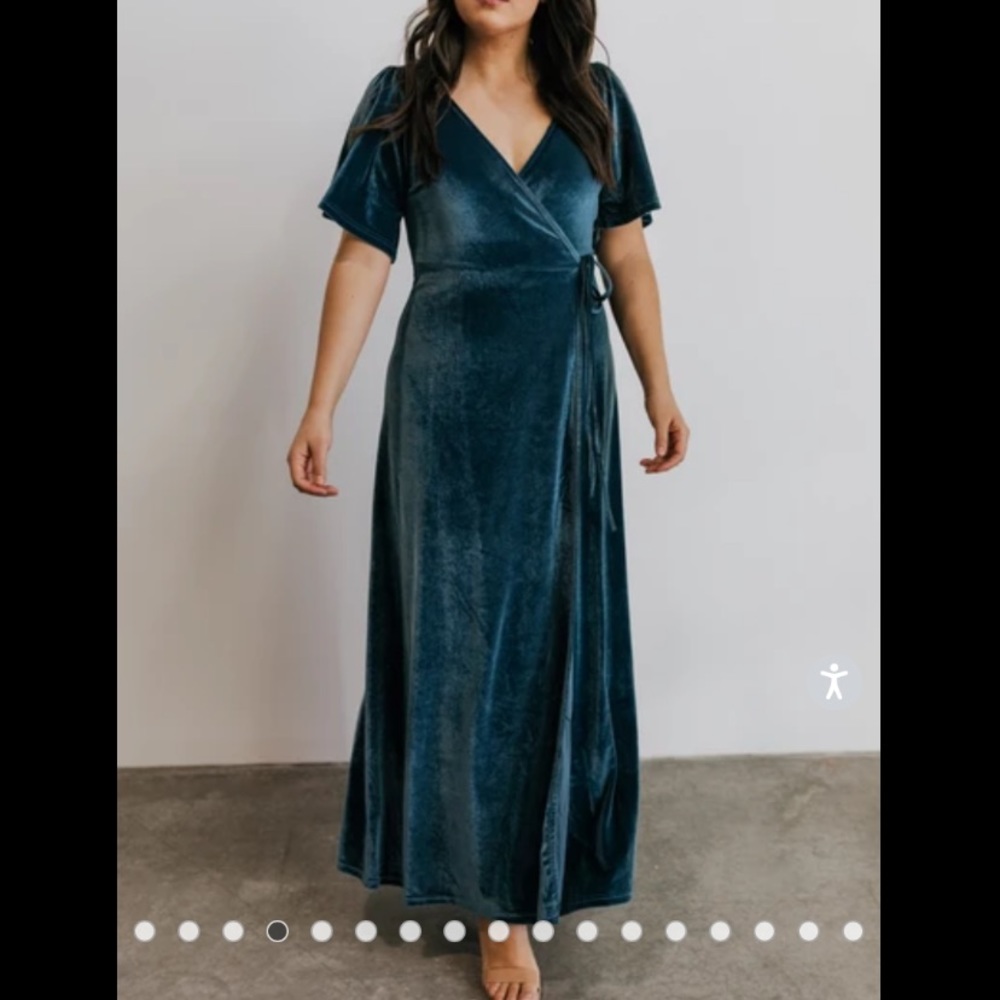 Blue Velvet Wrap Maxi Dress (wedding guest dress)